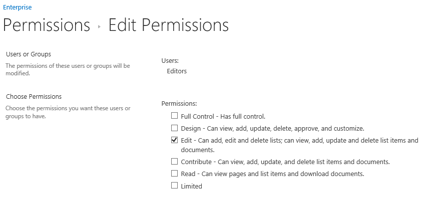 Editing SharePoint Item-Level Permissions