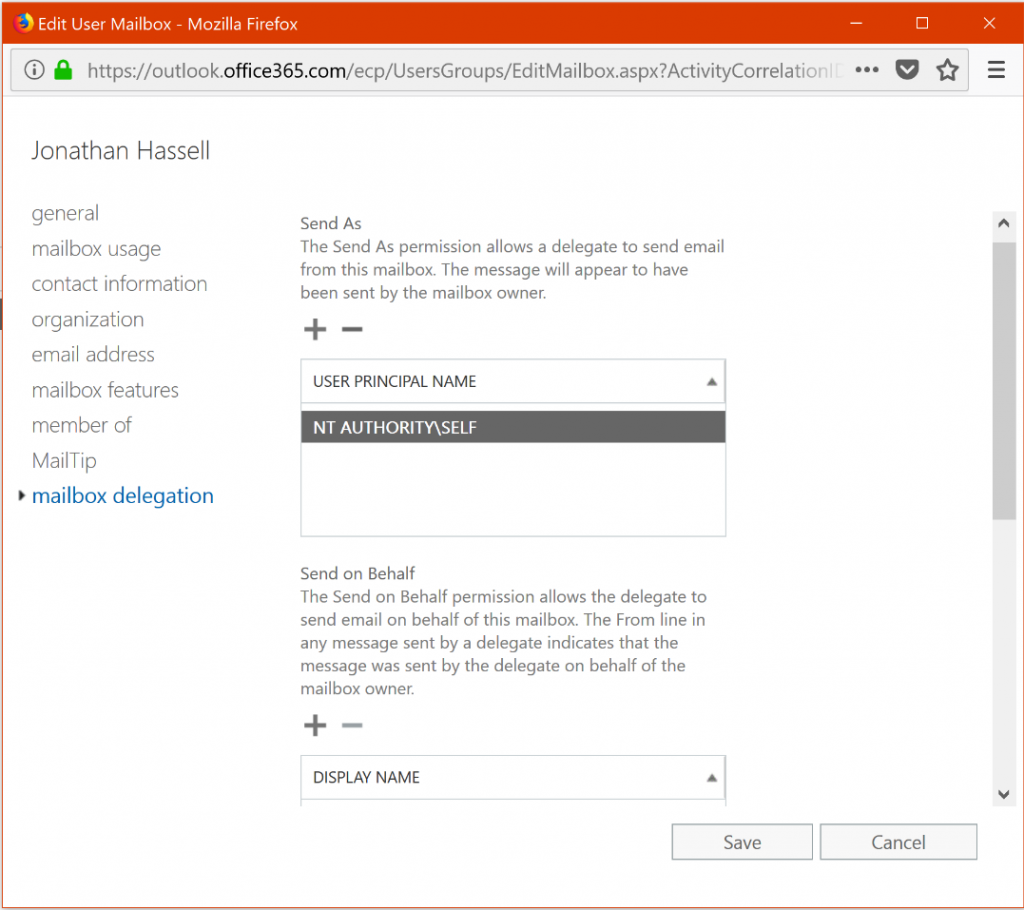Exchange Online Administration Adding Send As and Send on Behalf Permissions to a Mailbox