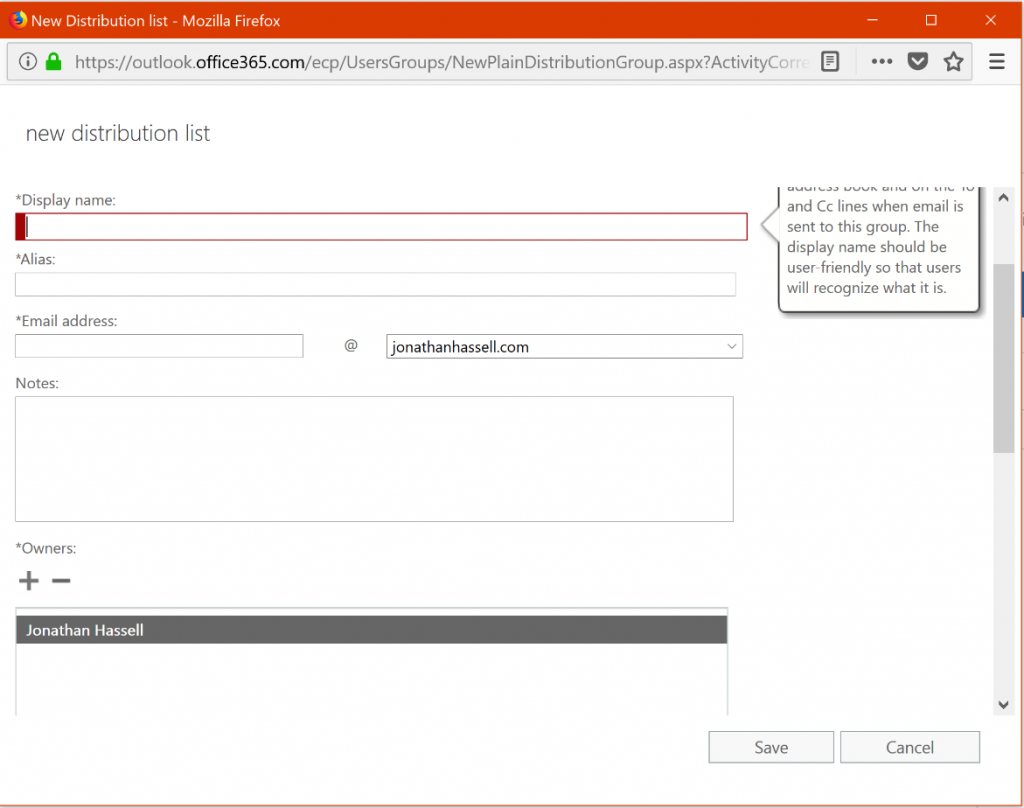Exchange Online Administration Creating a Distribution List
