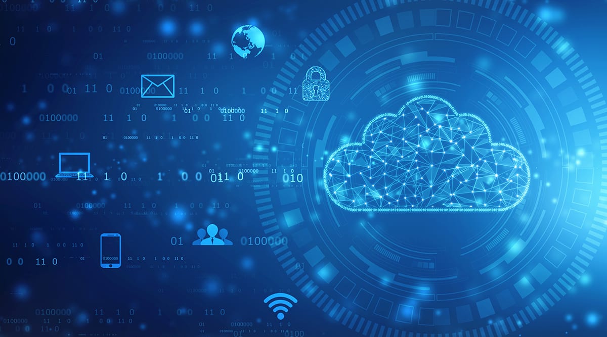 Abstract image of cloud network modern work for OpenText Cloud Edition (CE) 21.1 launch