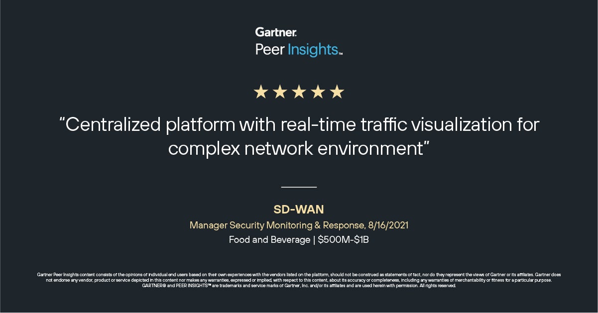 Gartner Peer Insights review - Forcepoint Secure SD-WAN