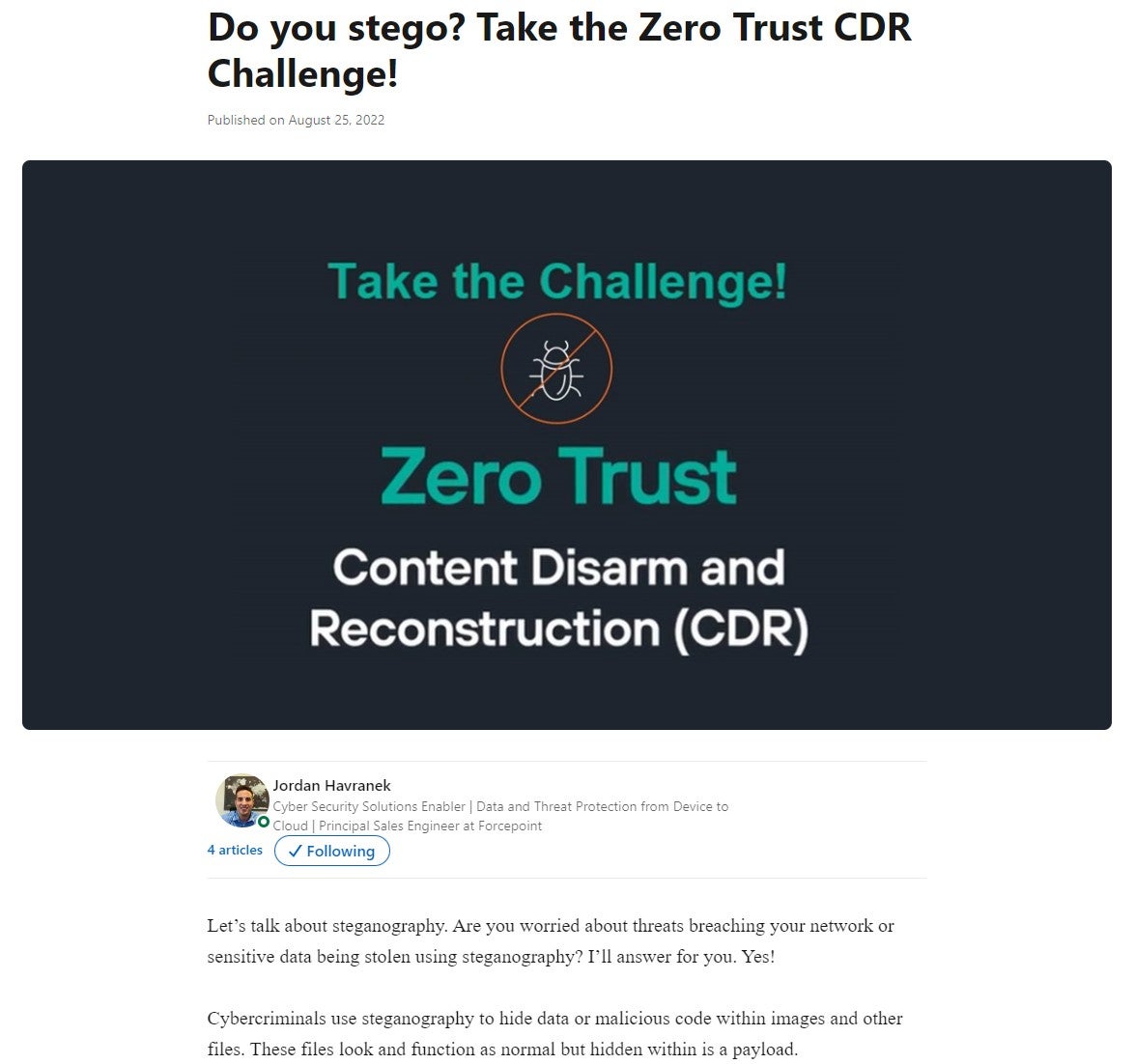 The Forcepoint Zero Trust CDR Challenge
